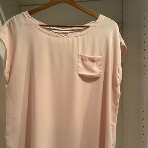 Light Pink LOFT Short Sleeve Silky Shirt